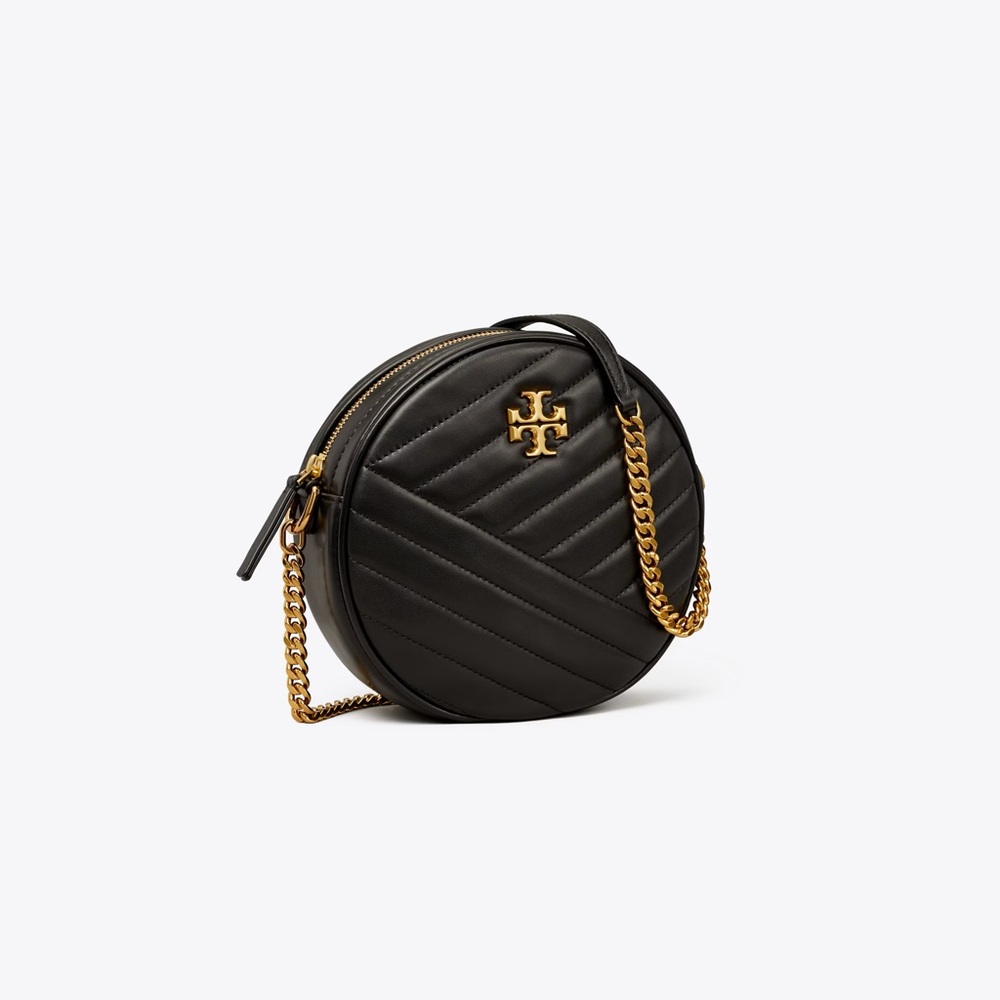 TORY BURCH KIRA CHEVRON CIRCLE BAG BLACK
